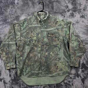 Commander Camo Button Down Shirt Mens XL Green Fair Advantage Timber Hunting